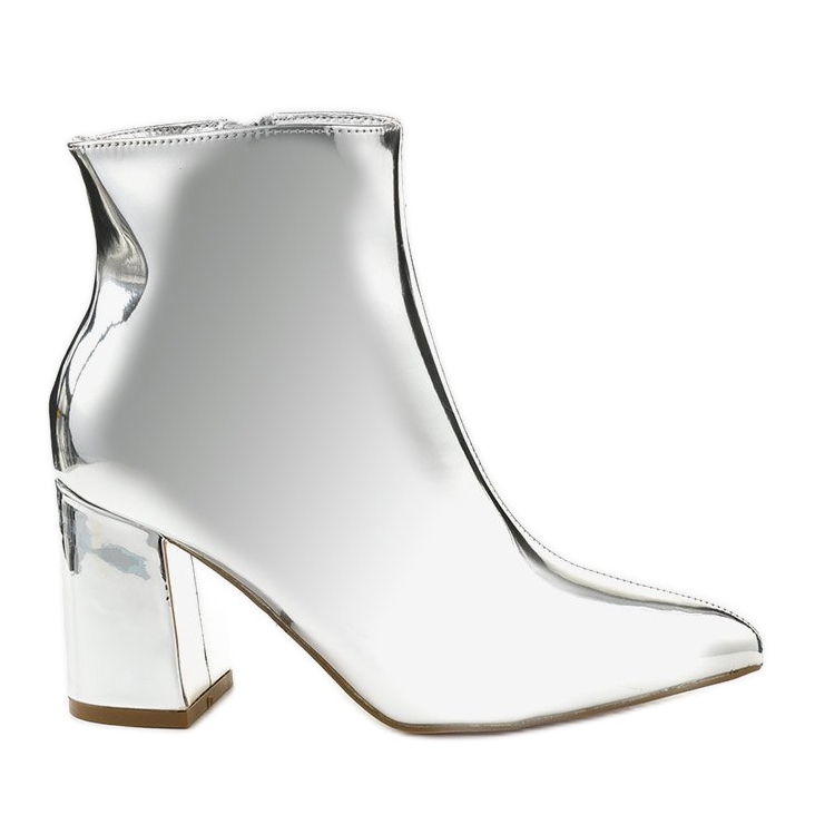 Silver stövlar på stolpen SY50P Silver dragkedja silver-