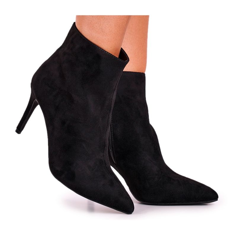 FB1 Damskor på högklackig mocka svart Beneco