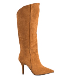 Seastar Mocka stövlar på en hög klack beige brun