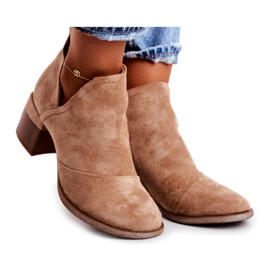 MSMG Dam Ankelstövlar Cut Out Beige Mini Meliori