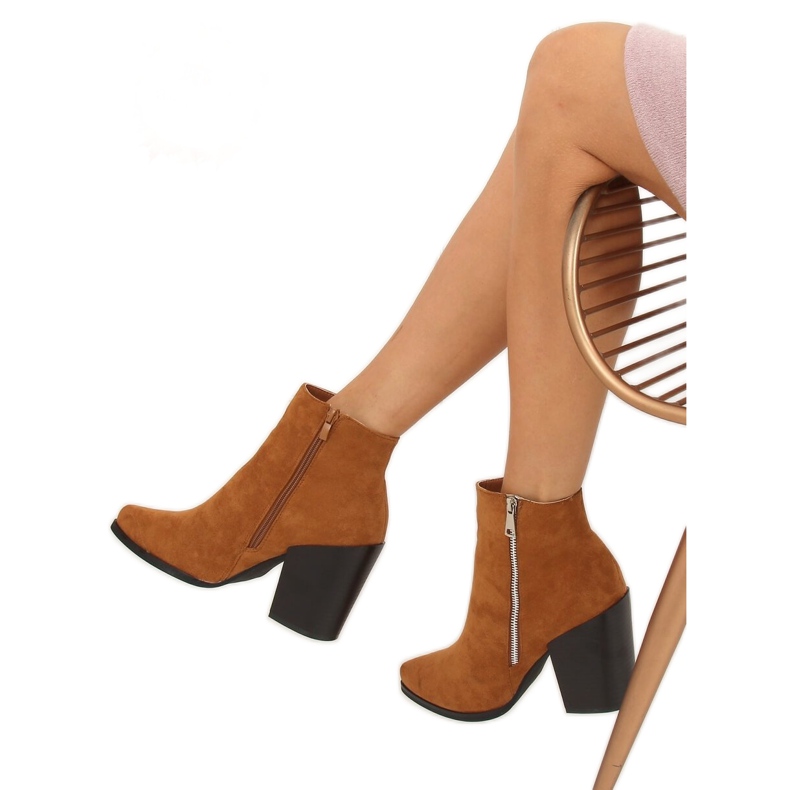 Camel TX-1873 kamel stövlar med breda hälar brun