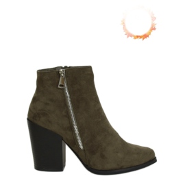 Gröna högklackade stövlar TX-1873 DK.GREEN