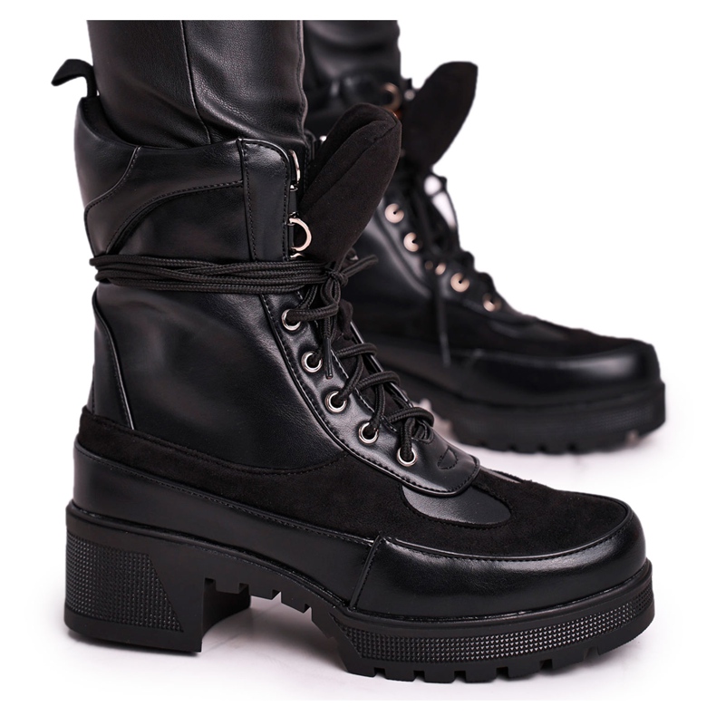 FS1 Kvinnors höga snörstövlar Svart Ridley