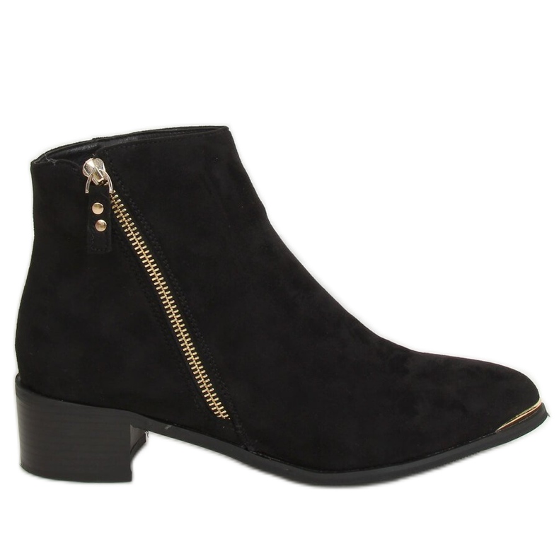 Stövlar mandel svart mocka tåhätta 88168-1 Svart