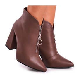 FG1 Dam stövletter på hälen med dragkedja framtill Khaki Save Me mångfärgad