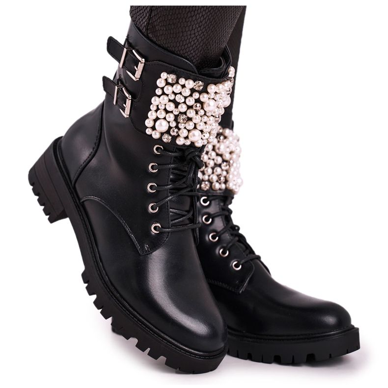 Marquiiz Damskor på Flat Heel Military Black Bemmer svart