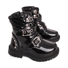 FRROCK Barnskor uppvärmda med päls, svartlackerad Dolly