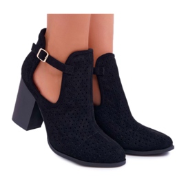 Bellucci Kvinnors stövlar på en klack Openwork med utskärningar Black GoodDay svart