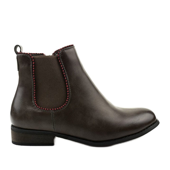 Gråa platta Jodhpur-stövlar med ett elastiskt band 20Y8031-1