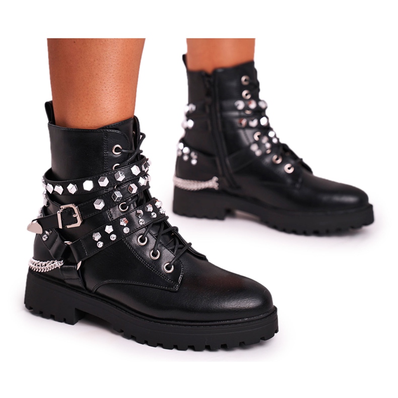 FB2 Kvinnors stövlar Warm Jets Chains Black Desire svart