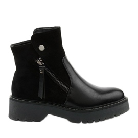 Svarta ekoläder och eko-mocka stövlar med Merriwa-dragkedja