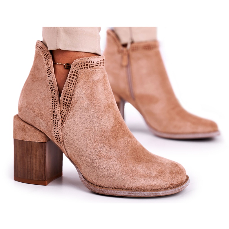 MSMG Kängor för kvinnor på hälklackad kaki Meliori Dream