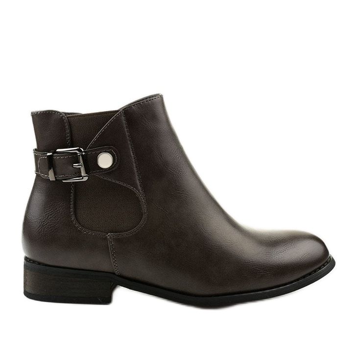 Gråa plana stövlar med elastiskt band och dragkedja 20Y8035-1