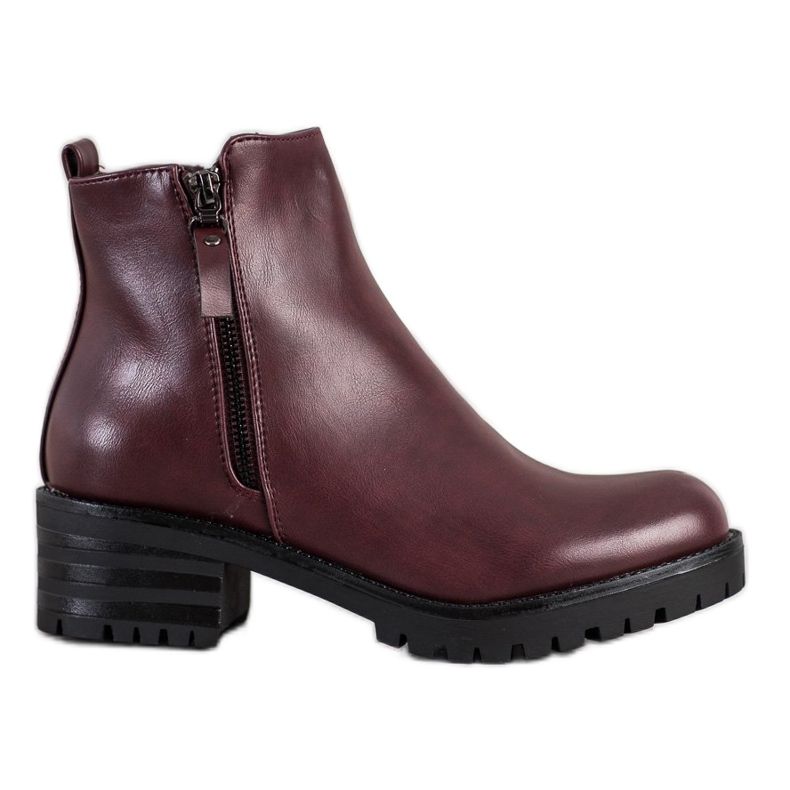 Ideal Shoes Bekväma vinröda stövlar mångfärgad