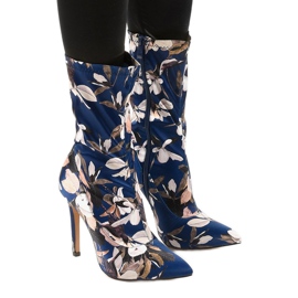 Marinblå fotkängor med Santana -strumpa mångfärgad