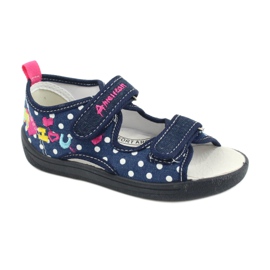 American Club Tofflor, sandaler, amerikanska barnskor, lädersula marinblå rosa