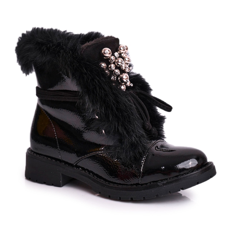 MSMG Barnstövlar Varmlackerade Svarta Ella