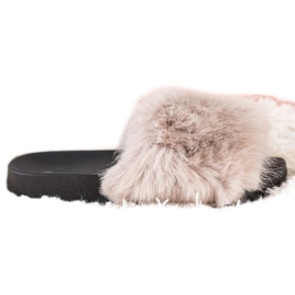 SHELOVET Bekväma päls tofflor beige