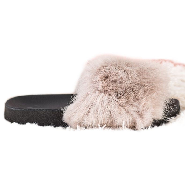 SHELOVET Bekväma päls tofflor beige