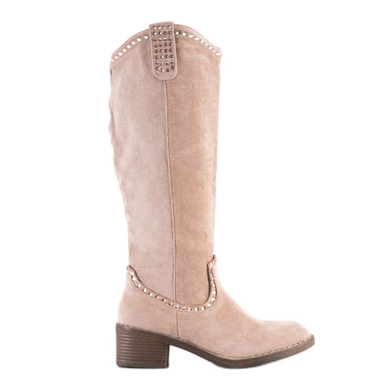 Small Swan Cowboy stövlar med prydnader beige
