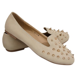 Ballerinor med dubbar Y271 beige piggar