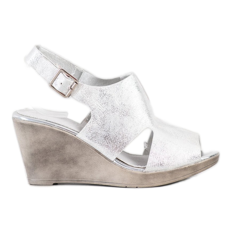 SHELOVET Silver Wedge Sandaler silver-