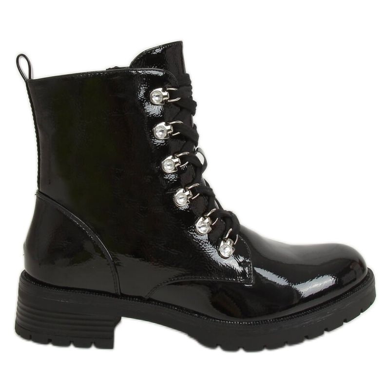 Svartlackerade stövlar 7982-PA Svart