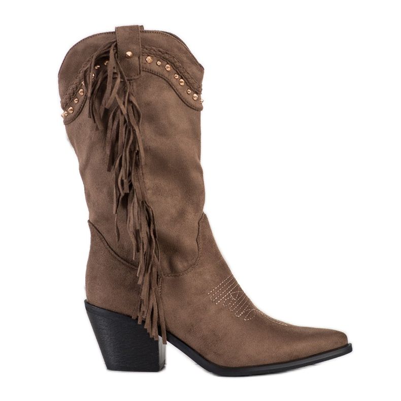 Bestelle Fransade cowboystövlar beige