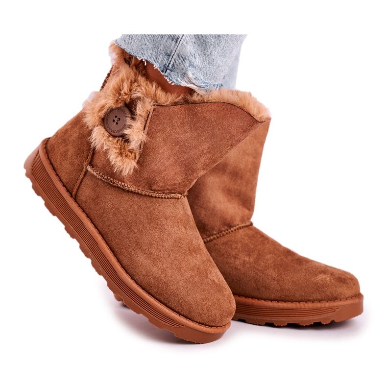 Stövlar mocka med pälsbrun knapp