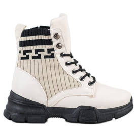 SHELOVET Snöriga modearbetare vit svart