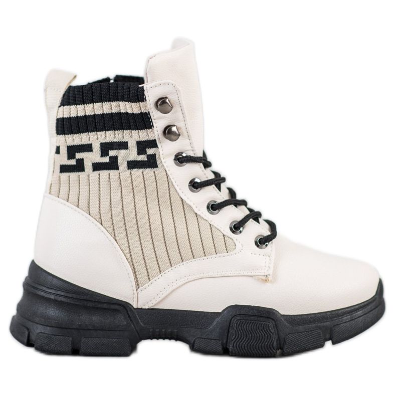 SHELOVET Snöriga modearbetare vit svart