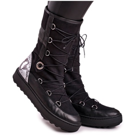 Svart mocka med päls Laura Messi snöskor 2054