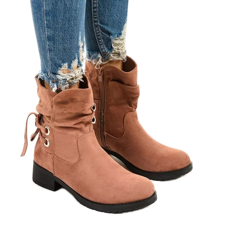 Afforen rosa stövletter i mocka