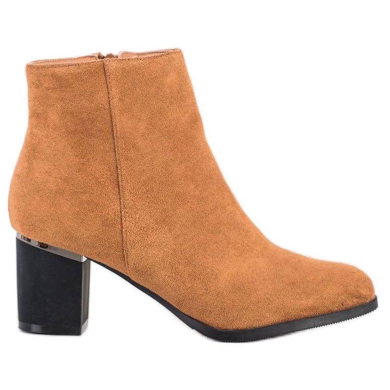 SHELOVET Camel Suede Booties brun gul
