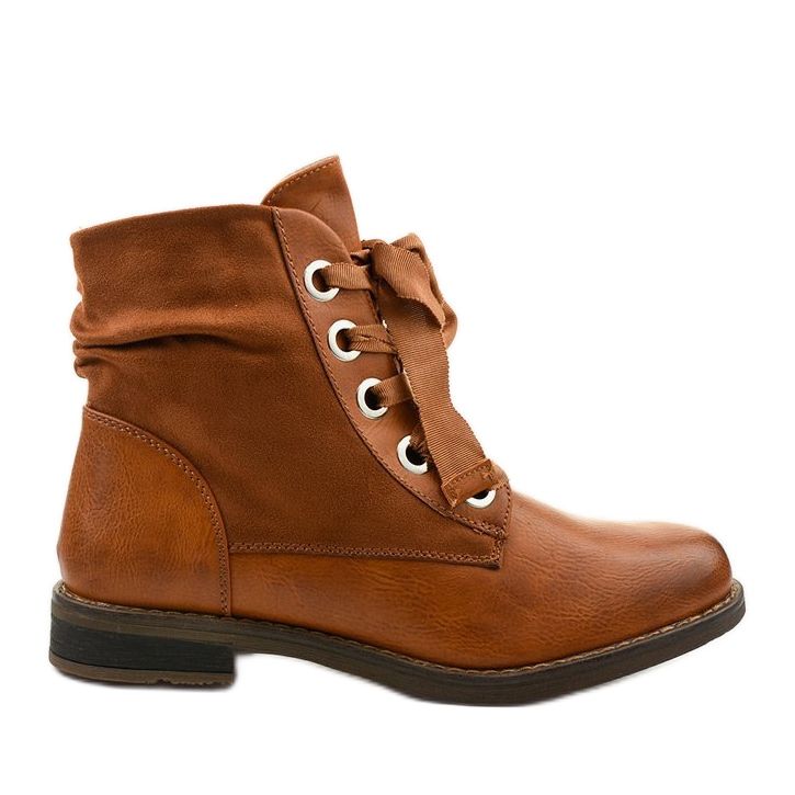 Kamelplatta stövlar med dragkedja, imiterat läder Stechford brun gul