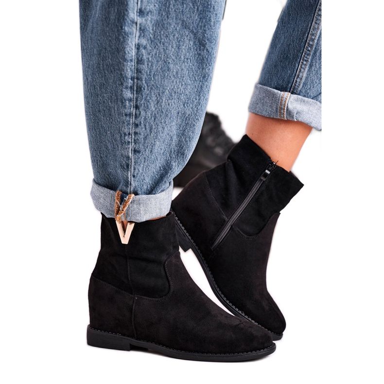 FG1 Dam Ankelstövlar Mocka Svart Vanya