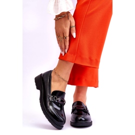 S.Barski Lackade Mockasin Loafers Med Svart Maura-dekoration 1