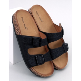 Alexa Black Glitter Cork Tofflor svart 2