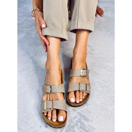 Alexa Gold Glitter Cork Tofflor gyllene 1