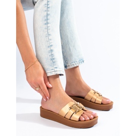 Shelovet plattformstofflor i guld för kvinnor gyllene 2