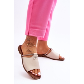 Damsandaler med platta klackar Nicole 2806/054 Beige 1