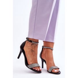 Högklackade damsandaler med Jets Black Perfecto svart 1