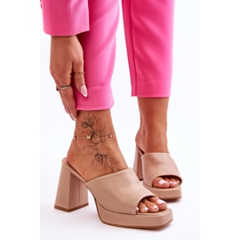 Livesa Beige Läder Högklackat 1