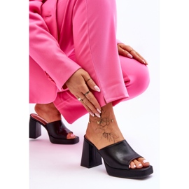 Svarta Livesa högklackade skinntofflor 2