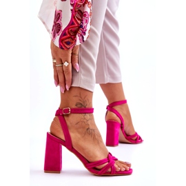 Klassiska Fuchsia Bernett Sandaler med mockaklack rosa 8