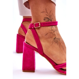 Klassiska Fuchsia Bernett Sandaler med mockaklack rosa 4