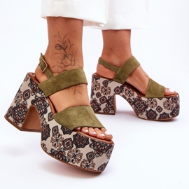 Läderklackar Sandaler Maciejka 06089-24 Grön 1