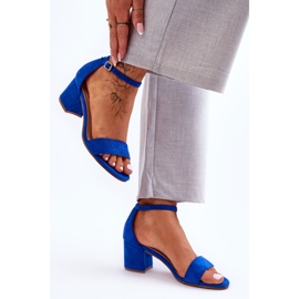 Smekmånad Blå lågklackade klassiska mockasandaler 1