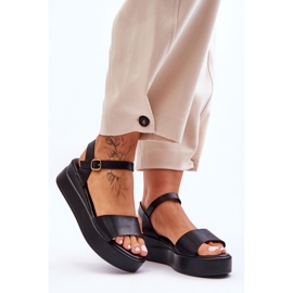 Bekväma lädersandaler Svart Tifena 1