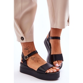 Bekväma lädersandaler Svart Tifena 2